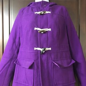 Lightweight Purple Hooded Toggle Coat-Size M